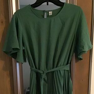 Milumia Women’s Elegant Belted Pleated Flounce Sleeve Long Dress - Mint Green